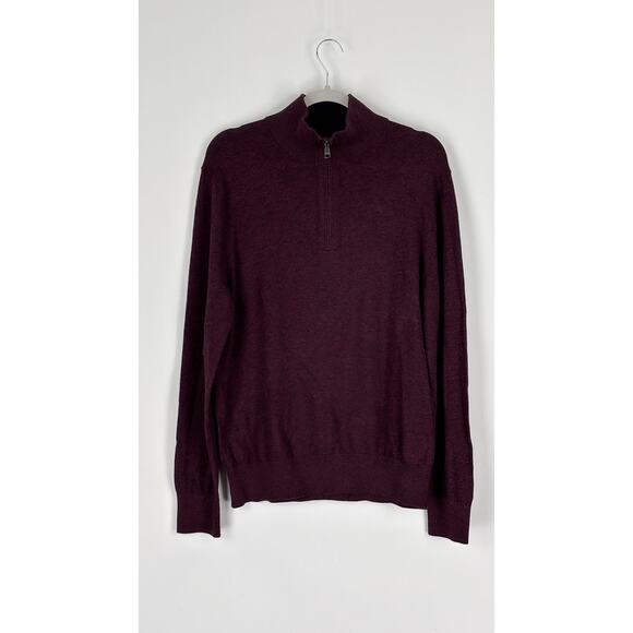 Banana Republic Mens Quarter Zip Luxe Sweater Pullover Size Large Purple New - Picture 1 of 7